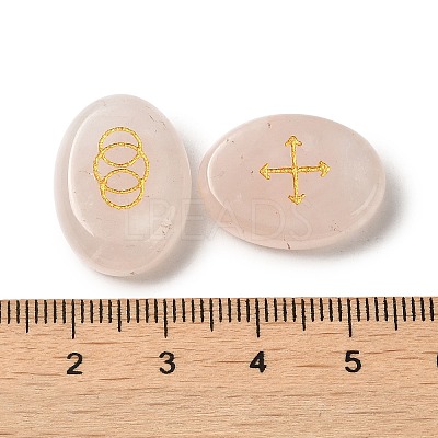 13Pcs Natural Rose Quartz Rune Stone G-C095-02A-1