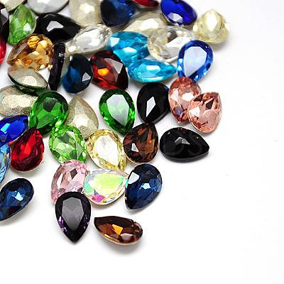 Glass Pointed Back Rhinestone Cabochons RGLA-A008-13x18mm-M-1