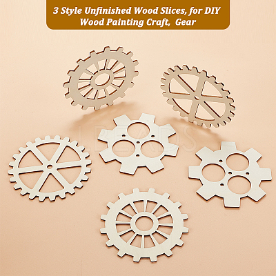 12Pcs 3 Style Unfinished Wood Slices WOOD-OC0002-78-1