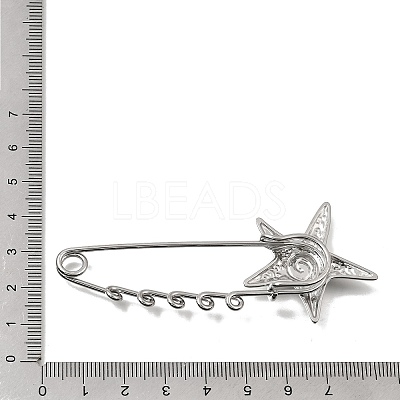 Starfish with Swirl 304 Stainless Steel Safety Pins Brooch Findings SA-CBAB767-06A-P-1