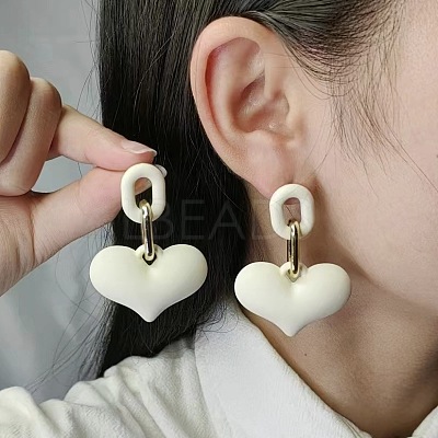 Heart Acrylic Dangle Stud Earrings FS-WG6C9EC-13-1