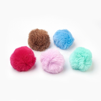 Handmade Faux Rabbit Fur Pom Pom Ball Covered Pendants WOVE-F020-A-1