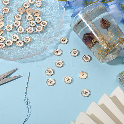 40Pcs 2-Hole Alloy Enamel Flat Round Buttons BUTT-CA0001-36LG-1