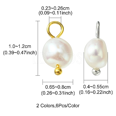 12Pcs 2 Styles Natural Cultured Freshwater Pearl Oval Charms FIND-YW0003-57-1