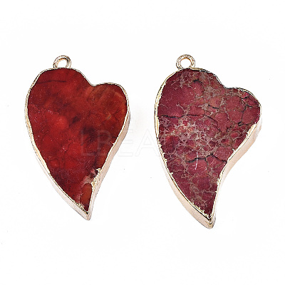 Electroplate Natural Regalite/Imperial Jasper/Sea Sediment Jasper Pendants X-G-T111-05-1