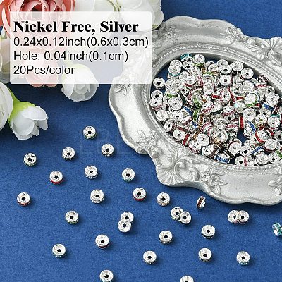 240Pcs 12 Colors Brass Grade A Rhinestone Spacer Beads KK-YW0002-34S-1