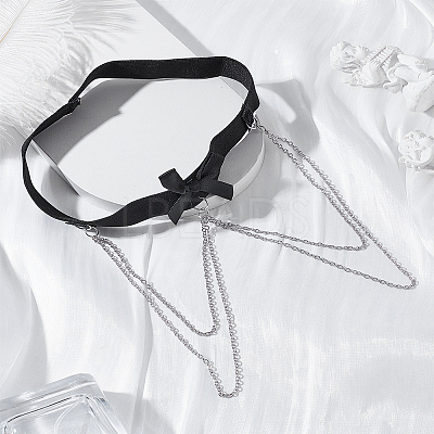 1Pc Bowknot Elastic Fibre Strappy Leg Chains AJEW-LP0006-47A-1
