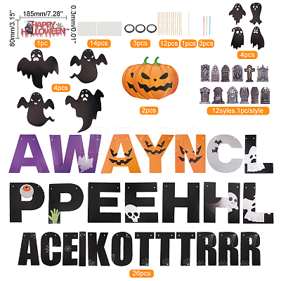 Halloween Decoration Paper Flag Banners DIY-WH0453-12B-1
