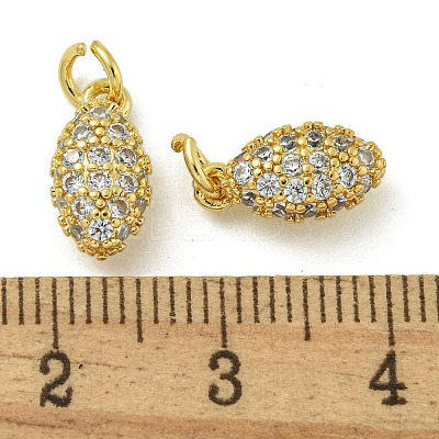 Rack Plating Brass Micro Pave Clear Cubic Zirconia Charms KK-Z067-23G-06-1