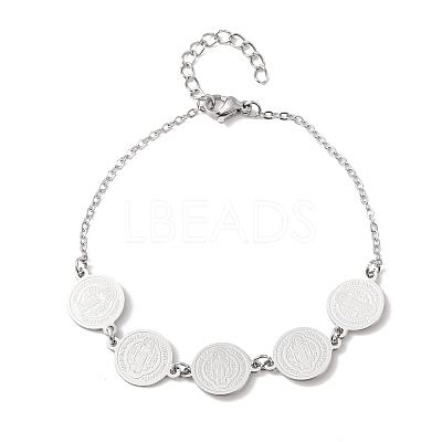 Religion 304 Stainless Steel Link Bracelets for Women BJEW-F524-03P-1