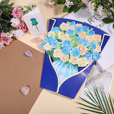 DIY Paper Flower Bouquet Greeting Card Sets AJEW-WH0455-197C-1