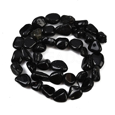 Natural Black Tourmaline Beads Strands G-Q060-E15-1