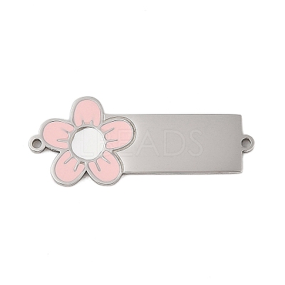 304 Stainless Steel Pink Enamel Connector Charms STAS-P377-14P-B-1