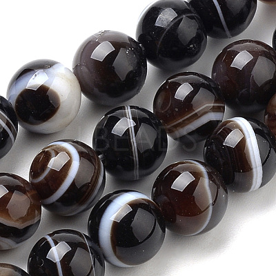 Natural Striped Agate/Banded Agate Beads Strands G-S259-04A-4mm-1
