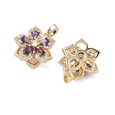 Brass Micro Pave Cubic Zirconia Rotatable Pendants KK-A287-11A-G-1