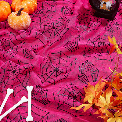 Halloween Theme Polyester Mesh Fabric DIY-WH0589-86B-1