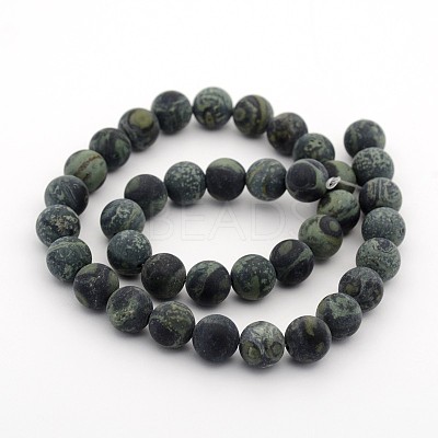 Frosted Natural Kambaba Jasper Beads Strands G-M272-14-8mm-1