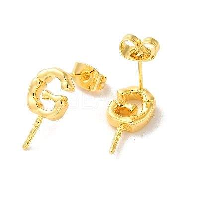 Brass Stud Earrings Findings EJEW-H128-04G-1