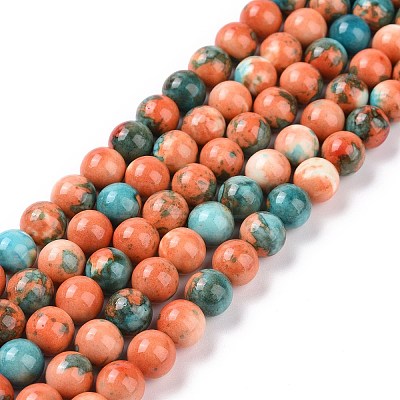Synthetic Ocean White Jade Round Bead Strands G-M165-4mm-04-1