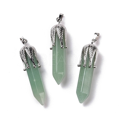 Natural Green Aventurinee Big Pointed Pendants G-E059-03AS-05-1