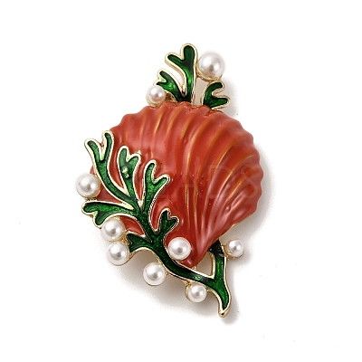 Enamel Plastic Pearl Brooch LS-JEWB-K027-05G-1