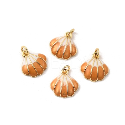 Brass Enamel Shell Shaped Charms KK-H002-35G-RS-1