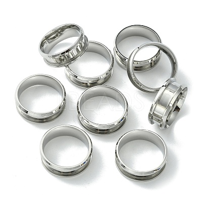 201 Stainless Steel Grooved Finger Ring Settings STAS-TAC0001-10B-P-1