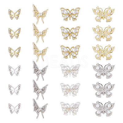 24Pcs 8 Styles Alloy Rhinestone Cabochons MRMJ-TA0001-49-1