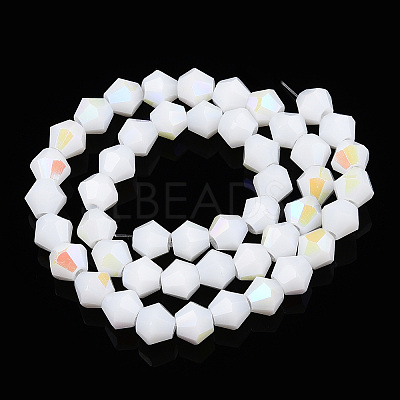 Opaque Solid Color Electroplate Glass Beads Strands EGLA-A039-P6mm-L15-1
