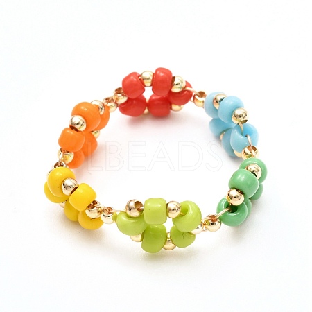 Glass Seed Beads Rings X1-RJEW-TA00008-1