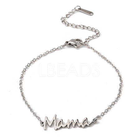 Mother's Day 304 Stainless Steel Ma Ma Link Chains Bracelets BJEW-Q335-01A-P-1