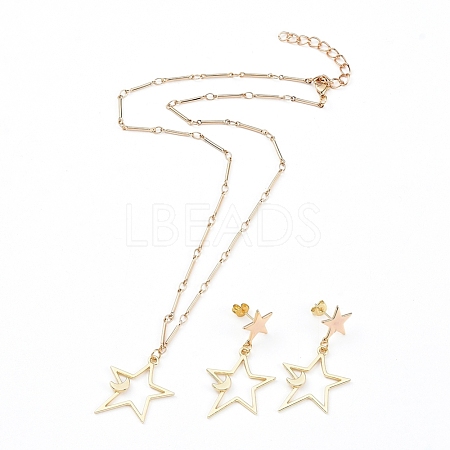 Pendant Necklace and Dangle Stud Earring Jewelry Sets SJEW-JS01084-02-1