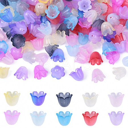 160Pcs 8 Colors Acrylic Bead Caps SACR-YW0001-78-1