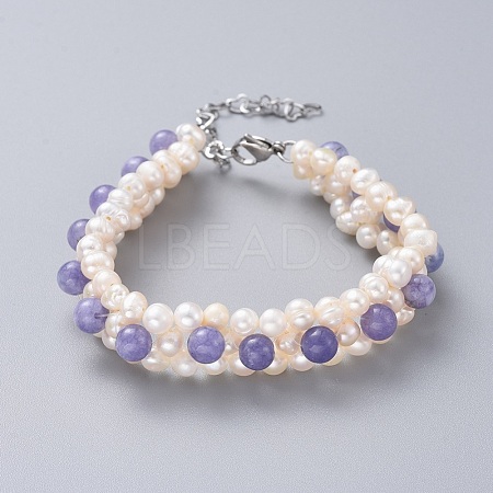 Natural Quartz(Dyed) Beads Bracelets BJEW-JB04604-05-1