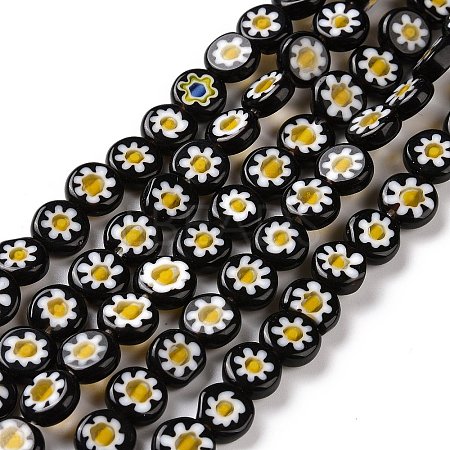 Handmade Millefiori Glass Flat Round Bead Strands LK-P011-20-1