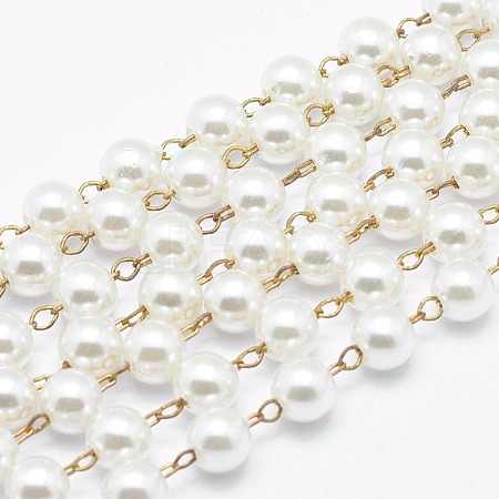 Handmade ABS Plastic Imitation Pearl Beaded Chains CHC-I026-G-03C-1