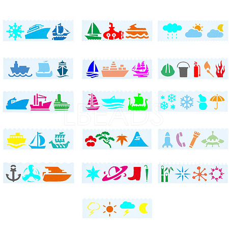 2 Sets 2 Styles PET Hollow Out Plastic Drawing Painting Stencils Templates AJEW-GF0006-91A-1
