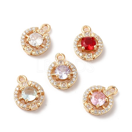 Brass Micro Pave Cubic Zirconia Charms KK-C062-005G-1