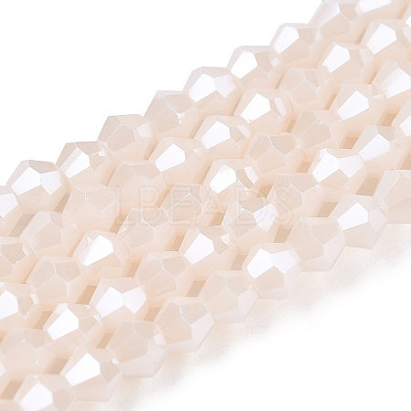 Opaque Solid Color Electroplate Glass Beads Strands EGLA-A039-P2mm-A06-1