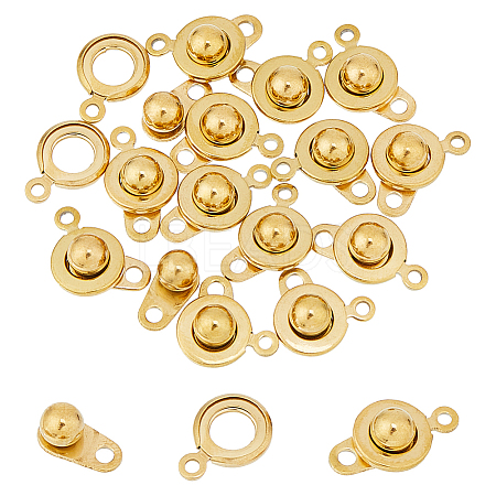 15Pcs 201 Stainless Steel Snap Clasps STAS-DC0016-46-1