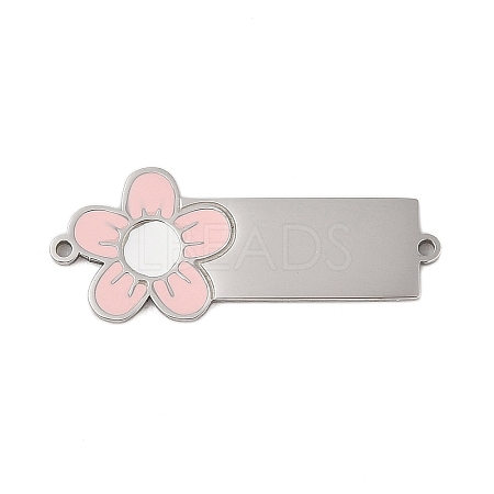 304 Stainless Steel Pink Enamel Connector Charms STAS-P377-14P-B-1