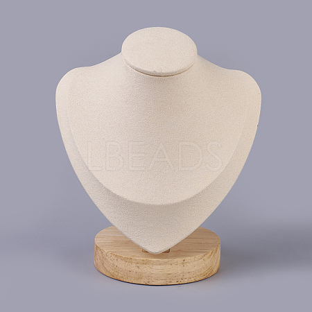 Microfiber Wooden Necklace Displays NDIS-O008-03A-S-1