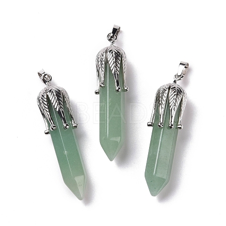 Natural Green Aventurinee Big Pointed Pendants G-E059-03AS-05-1