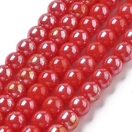 Electroplate Opaque Glass Beads Strands GLAA-XCP0001-52-1