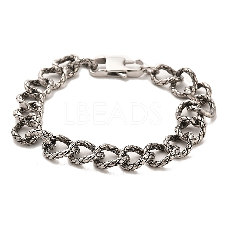 304 Stainless Steel Snake Pattern Curb Chain Bracelets BJEW-E094-07AS-1