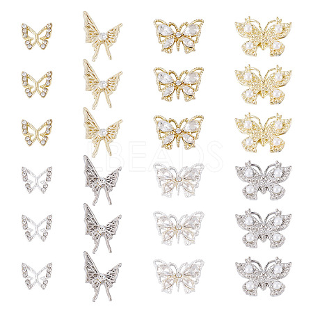 24Pcs 8 Styles Alloy Rhinestone Cabochons MRMJ-TA0001-49-1