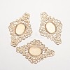 Filigree Flower Iron Cabochon Connector Settings IFIN-O010-15-1