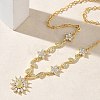 Brass Pave Cubic Zirconia Flower Pendant Necklaces NJEW-C121-04C-G-3