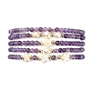 5Pcs 5 Style Natural Amethyst & Pearl & Shell Star Beaded Stretch Bracelets Set BJEW-JB09495-04-3