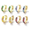 Flower Real 18K Gold Plated Brass Enamel Hoop Earrings EJEW-L269-110G-1